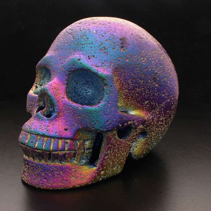 Large Aura Lava Stone Crystal Skull