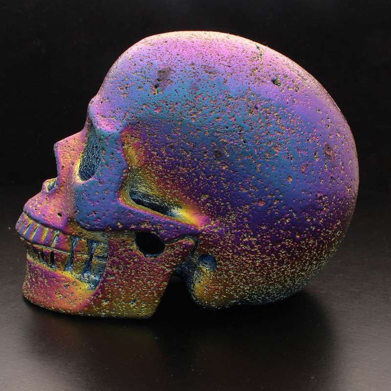 Large Aura Lava Stone Crystal Skull