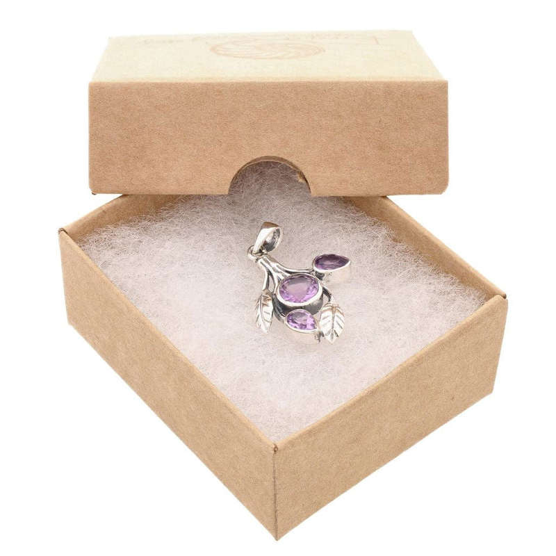 Leafy Charms - Amethyst Sterling Silver Pendant