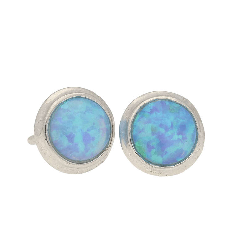 Liquid Fire: Round Synthetic Opal Earrings