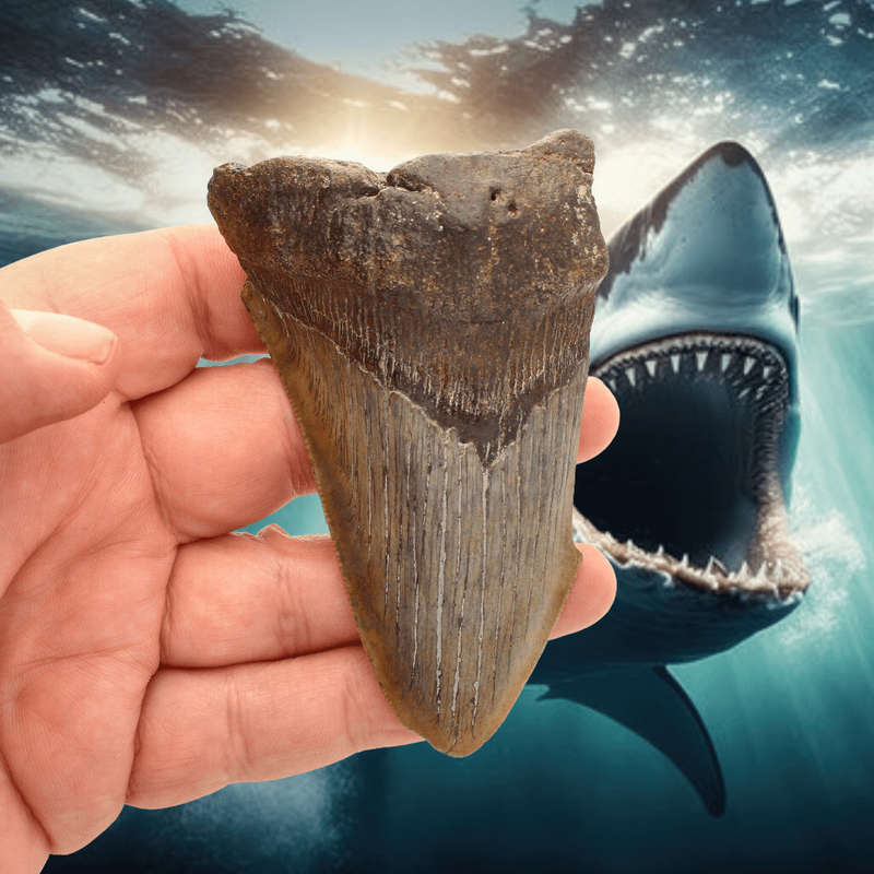 Megalodon Shark Tooth: Unrestored Fossilized Masterpiece