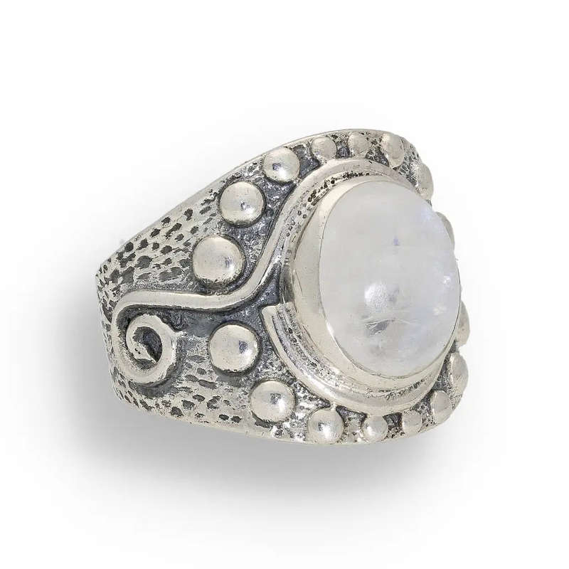 Moonstone Radiance: Whimsical Wave Ring