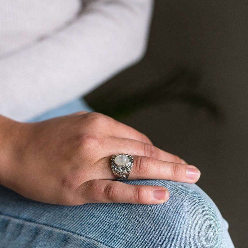 Moonstone Radiance: Whimsical Wave Ring