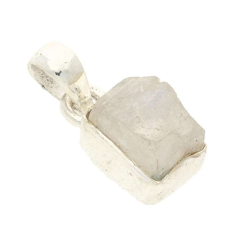 Nature's Treasures: Raw Moonstone Sterling Silver Necklace