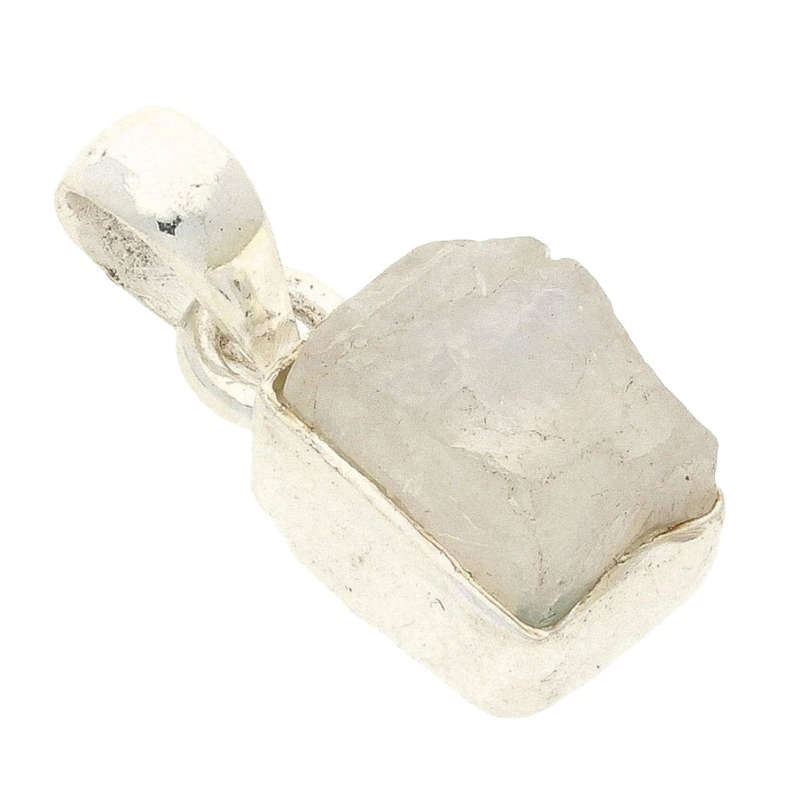Nature's Treasures: Raw Moonstone Sterling Silver Necklace