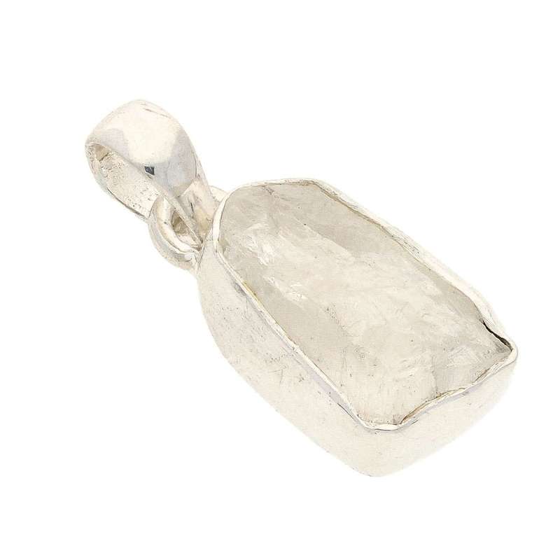 Nature's Treasures: Raw Moonstone Sterling Silver Necklace