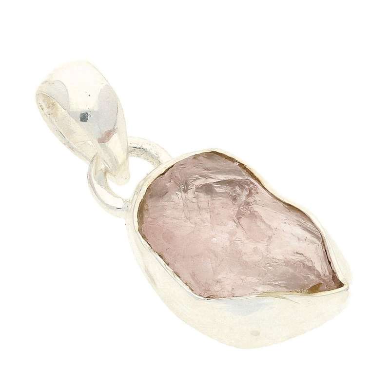 Nature's Treasures: Raw Pink Kunzite Sterling Silver Necklace