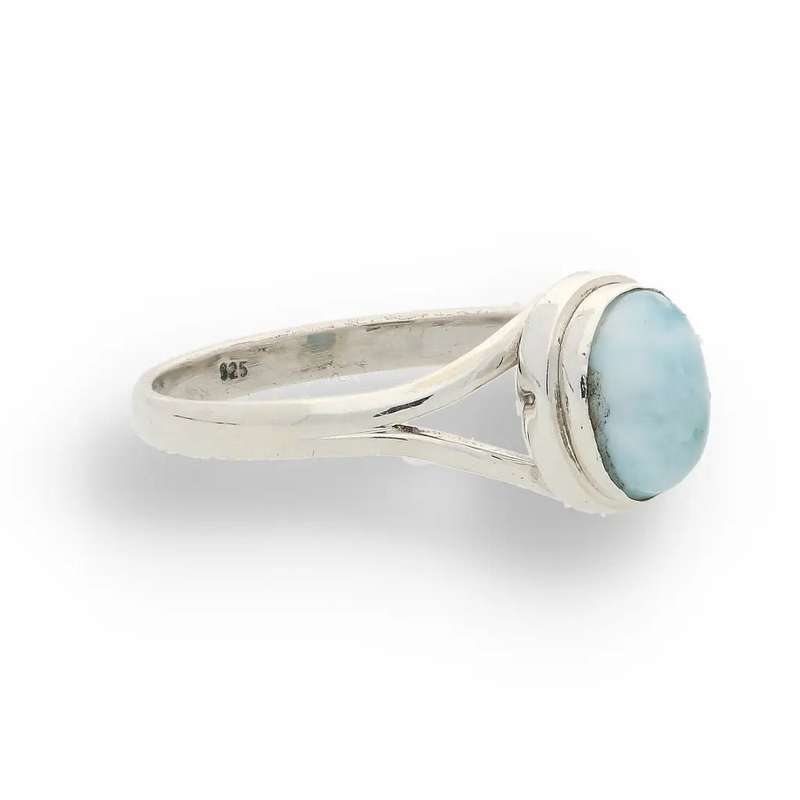 Oceanic Embrace: Oval Larimar Sterling Silver Ring