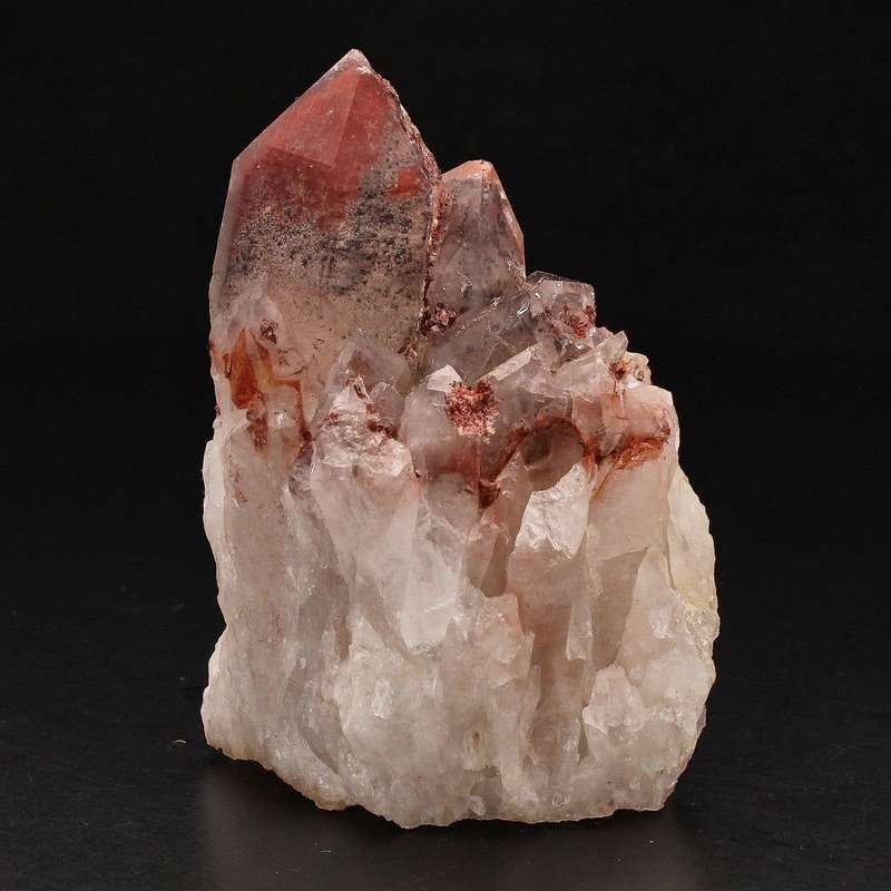 Hematite Orange River Quartz Cluster  Deep Red Phantom Crystals