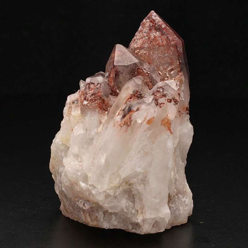 Hematite Orange River Quartz Cluster  Deep Red Phantom Crystals