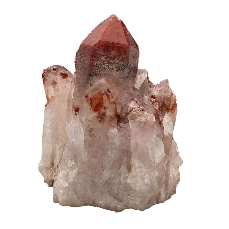 Hematite Orange River Quartz Cluster  Deep Red Phantom Crystals