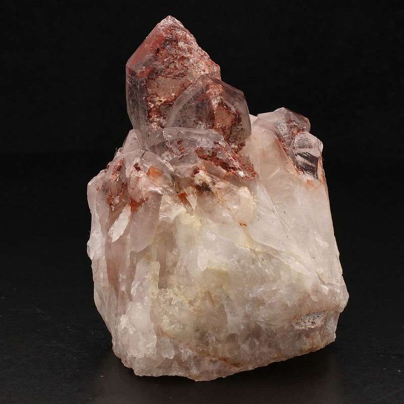 Hematite Orange River Quartz Cluster  Deep Red Phantom Crystals