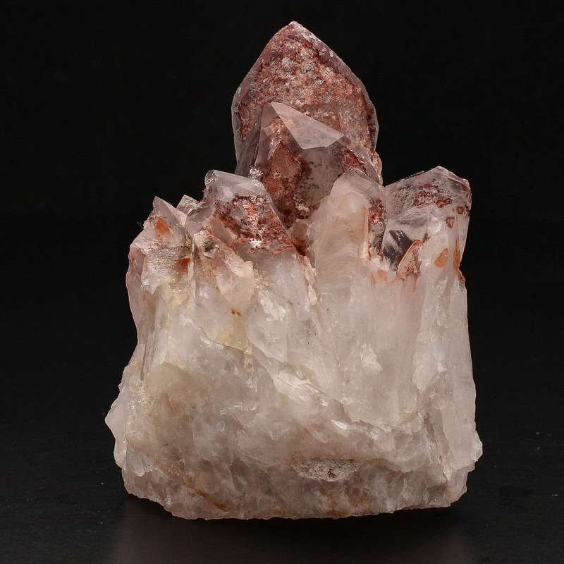 Hematite Orange River Quartz Cluster  Deep Red Phantom Crystals