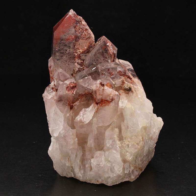 Hematite Orange River Quartz Cluster  Deep Red Phantom Crystals