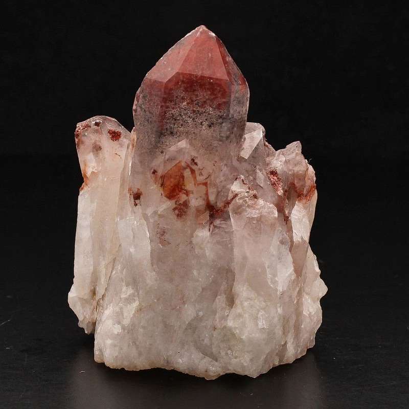 Hematite Orange River Quartz Cluster  Deep Red Phantom Crystals