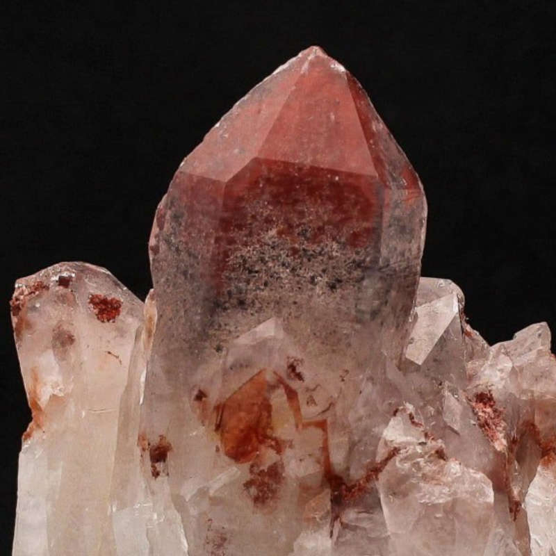 Hematite Orange River Quartz Cluster  Deep Red Phantom Crystals