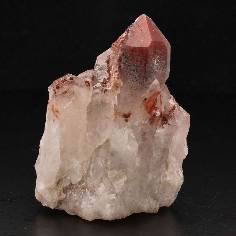 Hematite Orange River Quartz Cluster  Deep Red Phantom Crystals