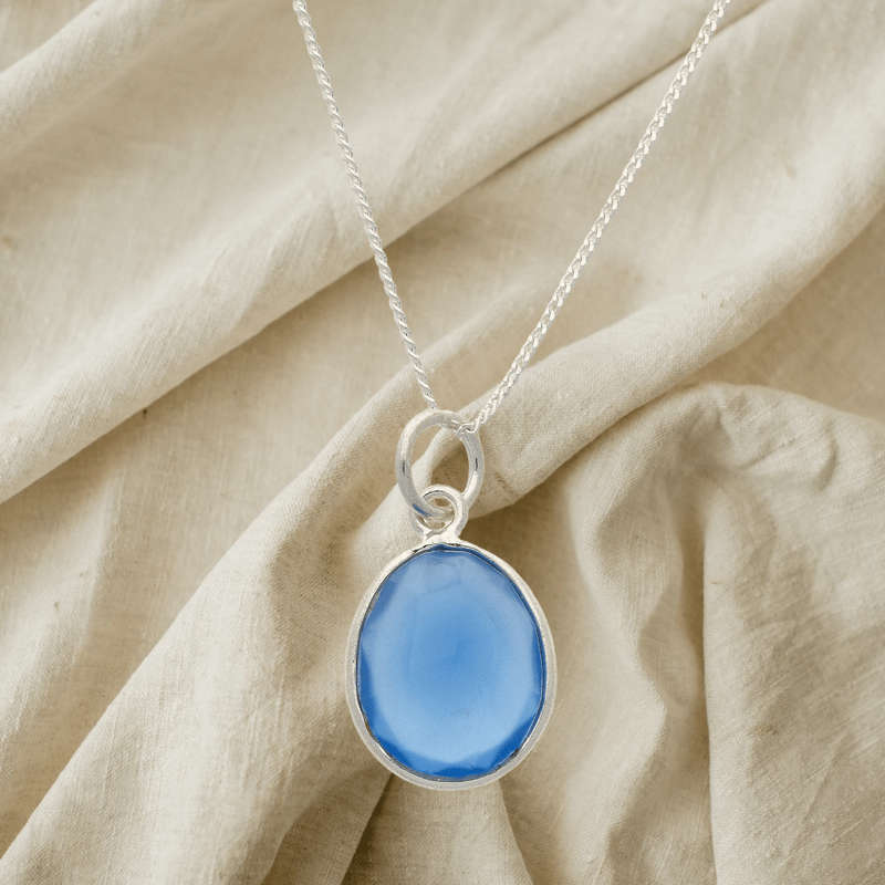 Radiant Reversible Blue Chalcedony Sterling Silver Necklace