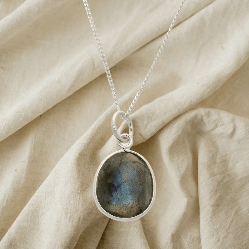 Radiant Reversible Labradorite Sterling Silver Necklace