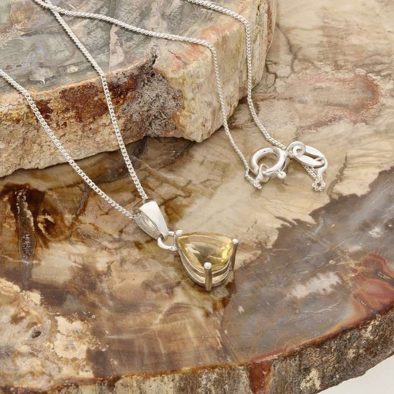 Radiant Tears: Teardrop Faceted Citrine Necklace