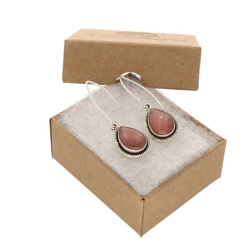 Rhodochrosite Sterling Silver Earrings
