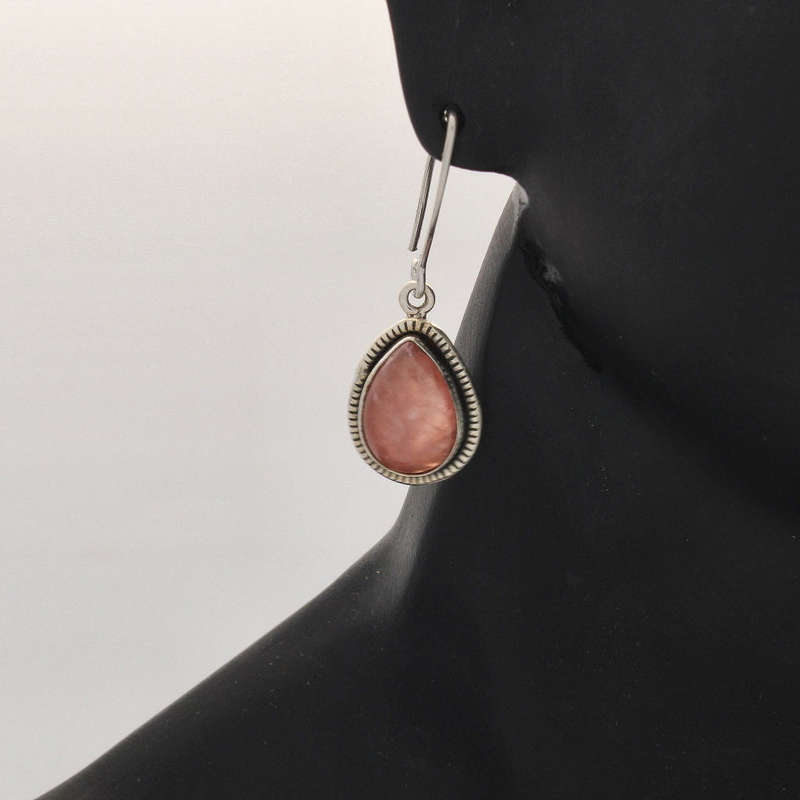 Rhodochrosite Sterling Silver Earrings