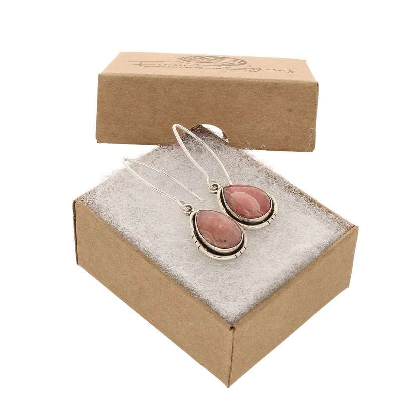 Rhodochrosite Sterling Silver Earrings