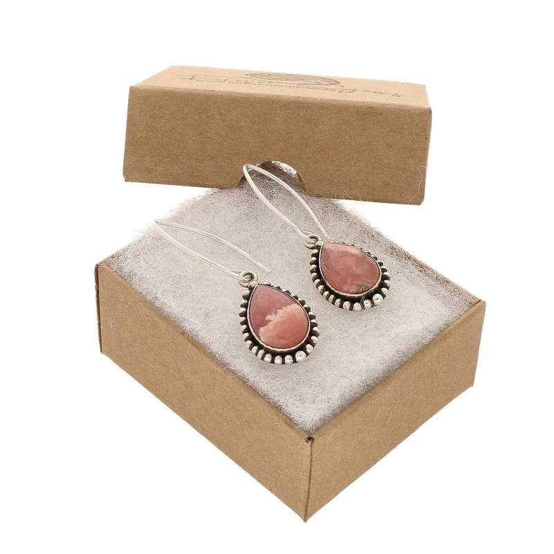 Rhodochrosite Sterling Silver Earrings