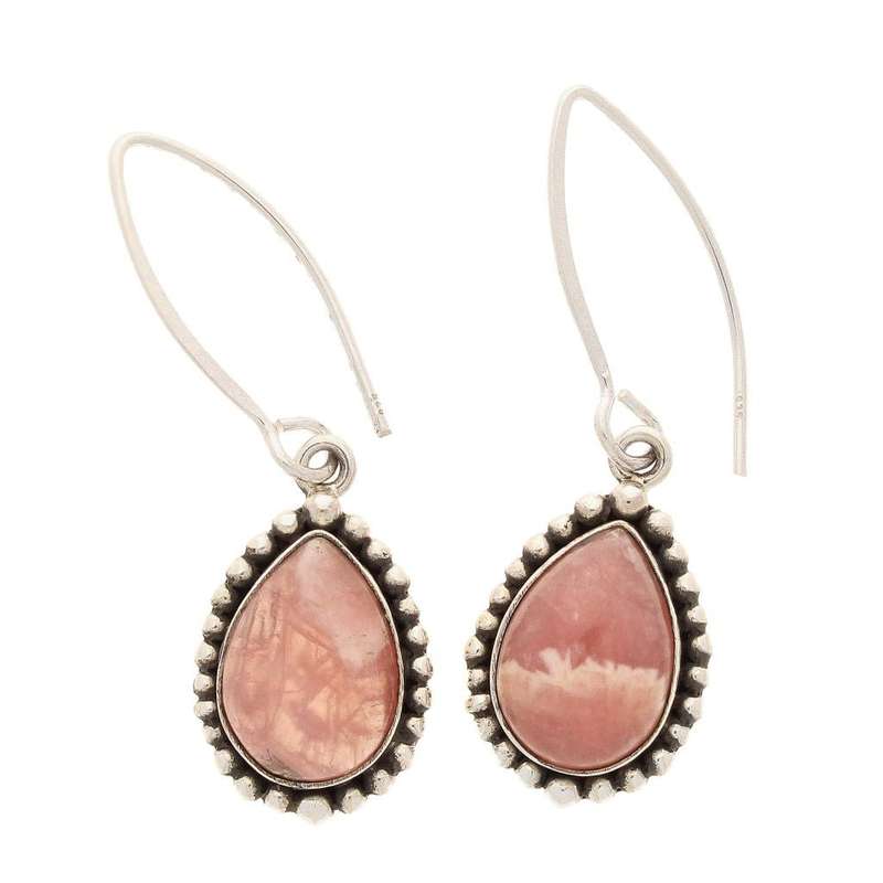 Rhodochrosite Sterling Silver Earrings