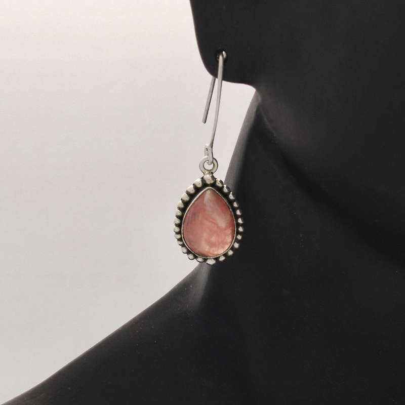 Rhodochrosite Sterling Silver Earrings