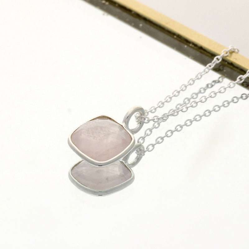 Gentle Love - Faceted Rose Quartz Silver Necklace