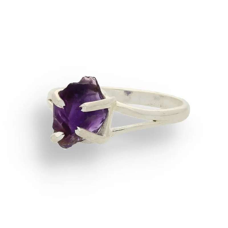 Rough Amethyst Sterling Silver Ring