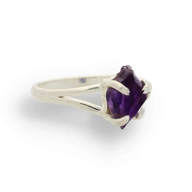 Rough Amethyst Sterling Silver Ring