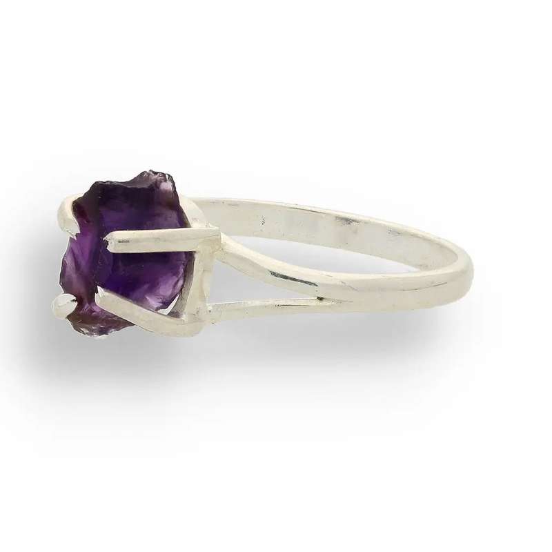 Rough Amethyst Sterling Silver Ring