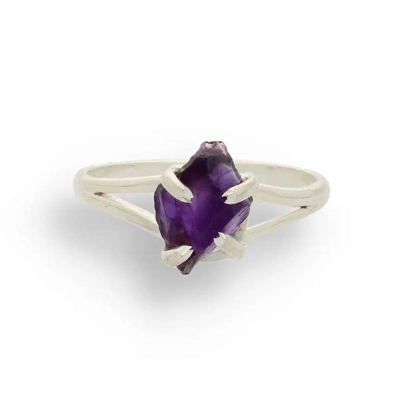 Rough Amethyst Sterling Silver Ring