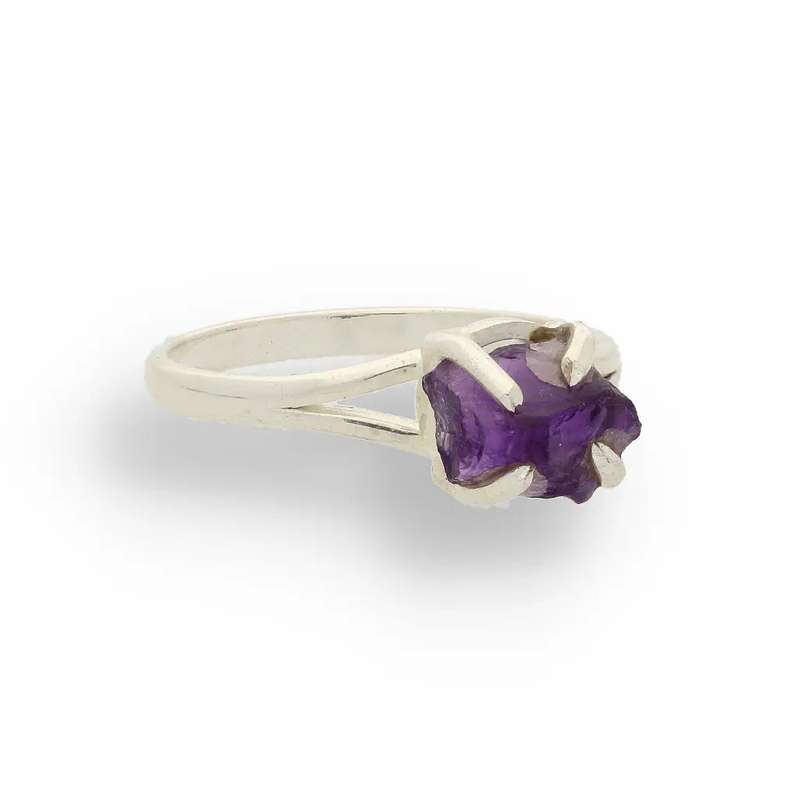 Rough Amethyst Sterling Silver Ring