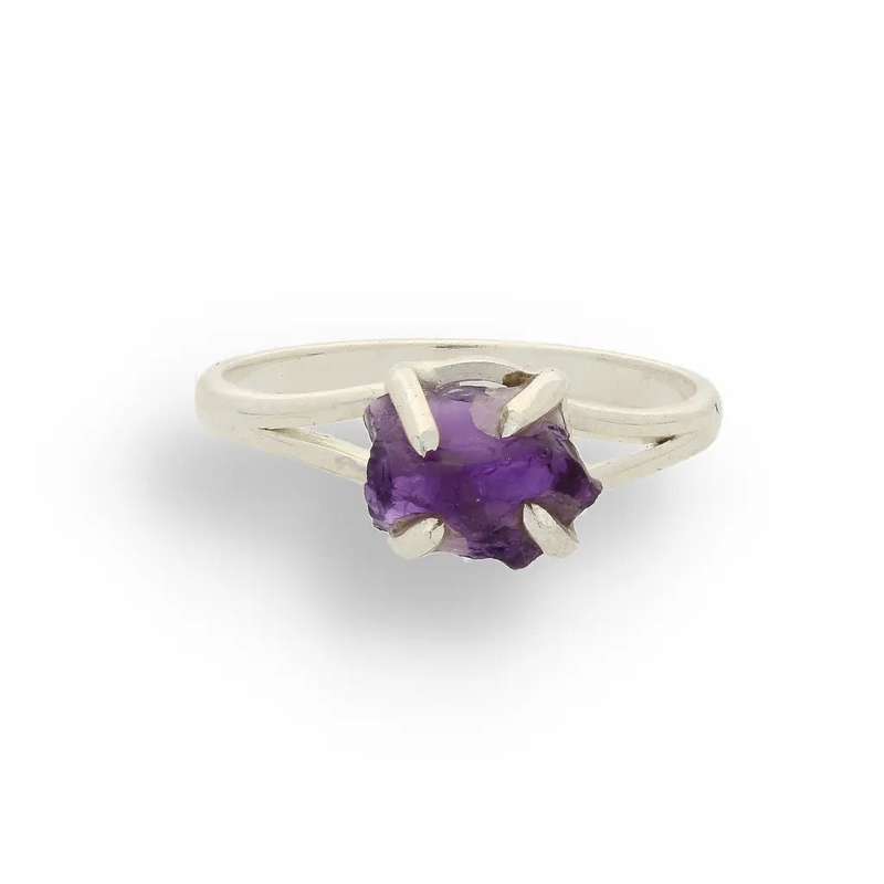 Rough Amethyst Sterling Silver Ring