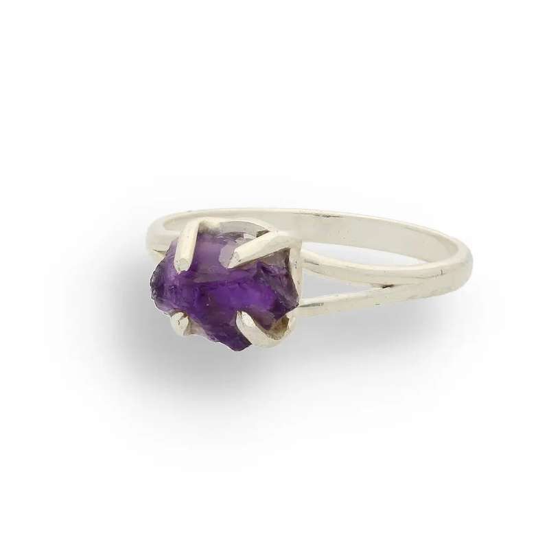 Rough Amethyst Sterling Silver Ring