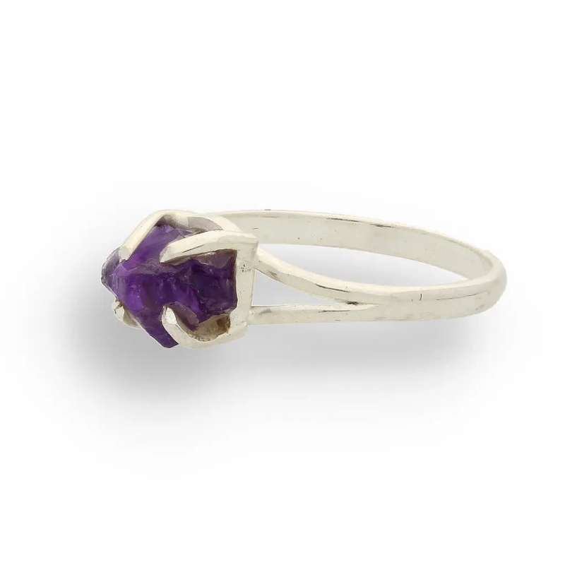 Rough Amethyst Sterling Silver Ring