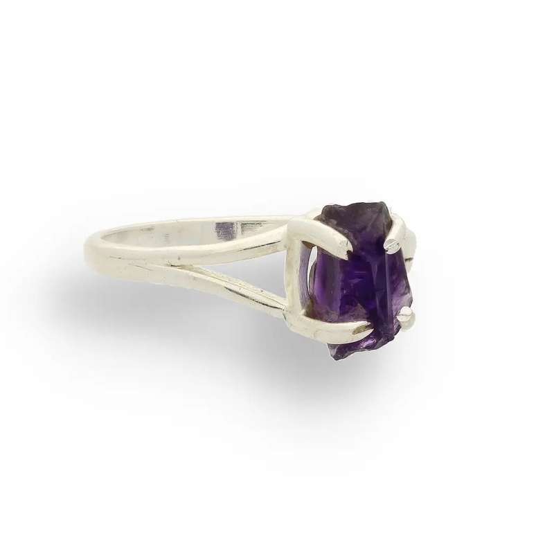 Rough Amethyst Sterling Silver Ring