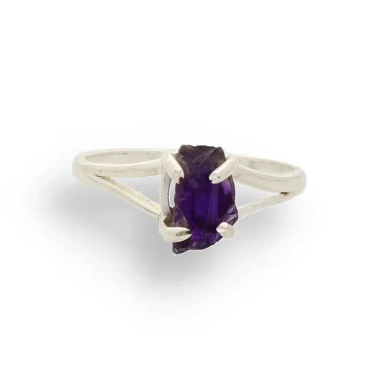 Rough Amethyst Sterling Silver Ring