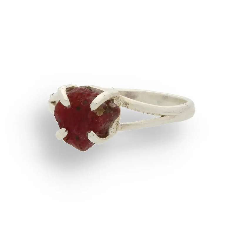 Rough Garnet Sterling Silver Ring