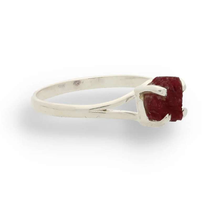 Rough Garnet Sterling Silver Ring