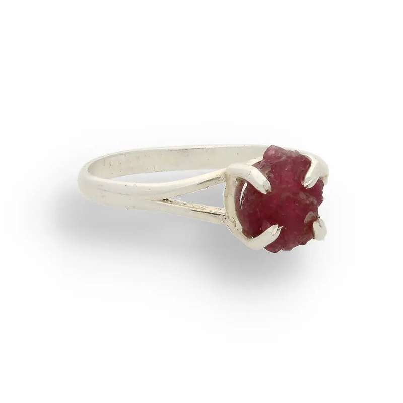 Rough Garnet Sterling Silver Ring