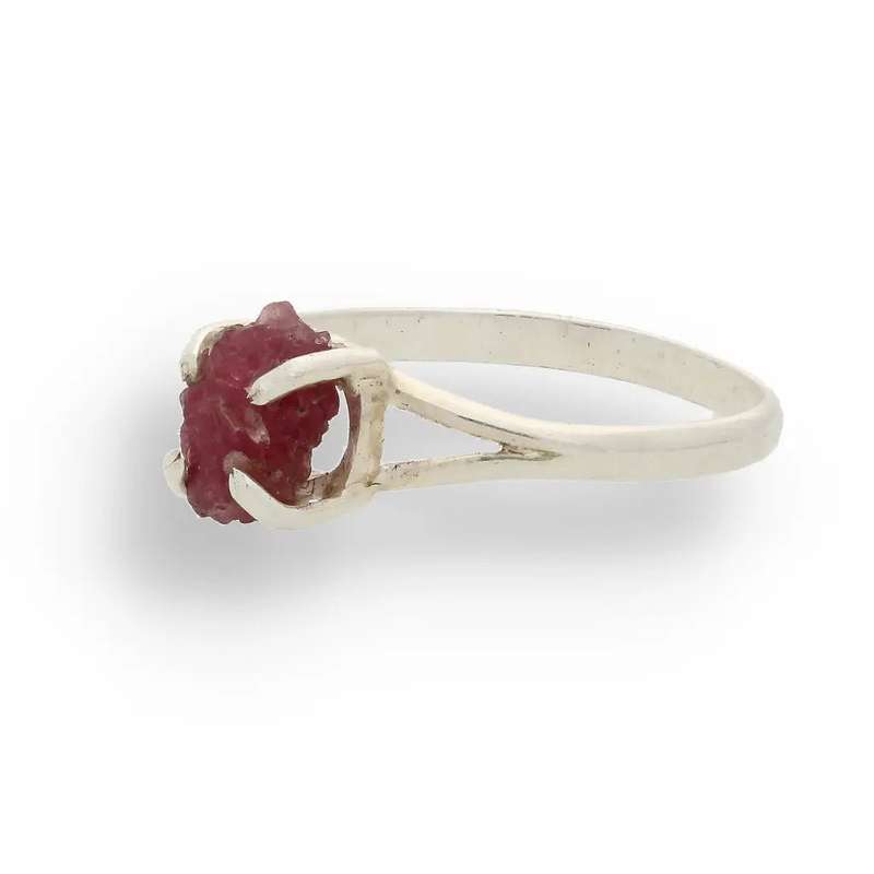 Rough Garnet Sterling Silver Ring