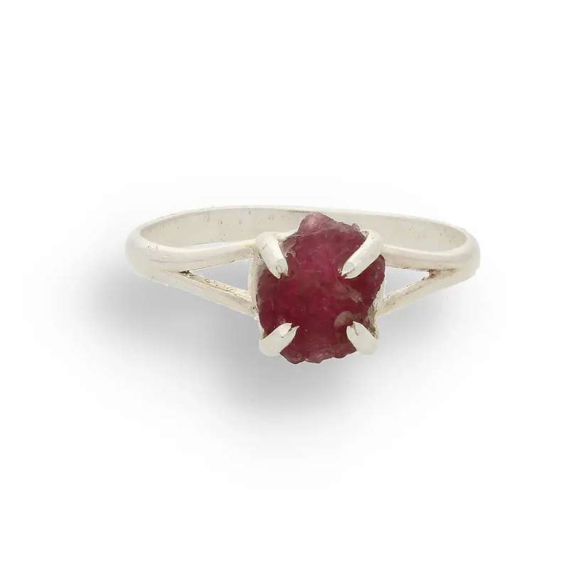 Rough Garnet Sterling Silver Ring