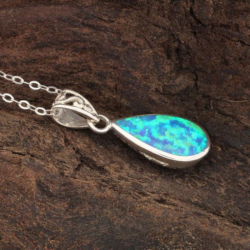 Secret Garden: Teardrop Synthetic Opal Necklace