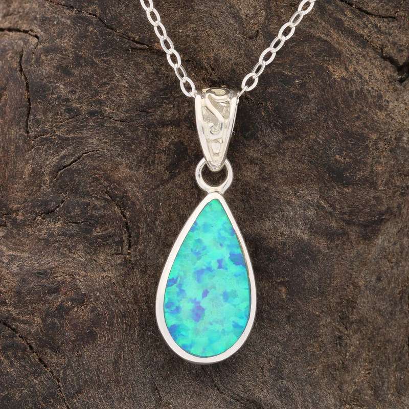 Secret Garden: Teardrop Synthetic Opal Necklace