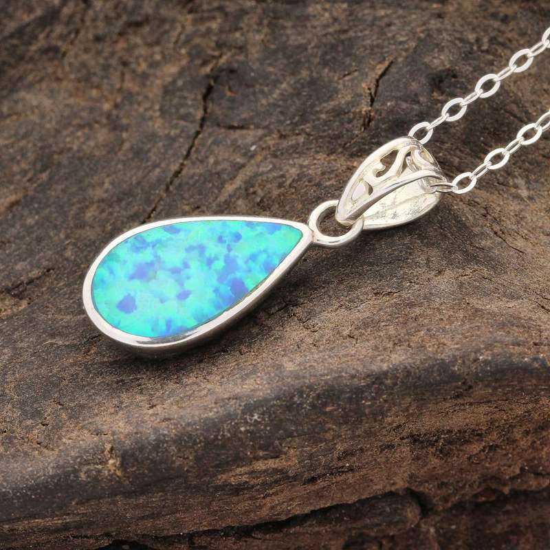 Secret Garden: Teardrop Synthetic Opal Necklace