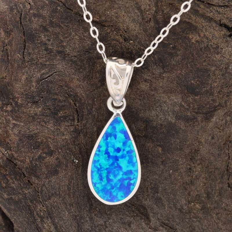 Secret Garden: Teardrop Synthetic Opal Necklace